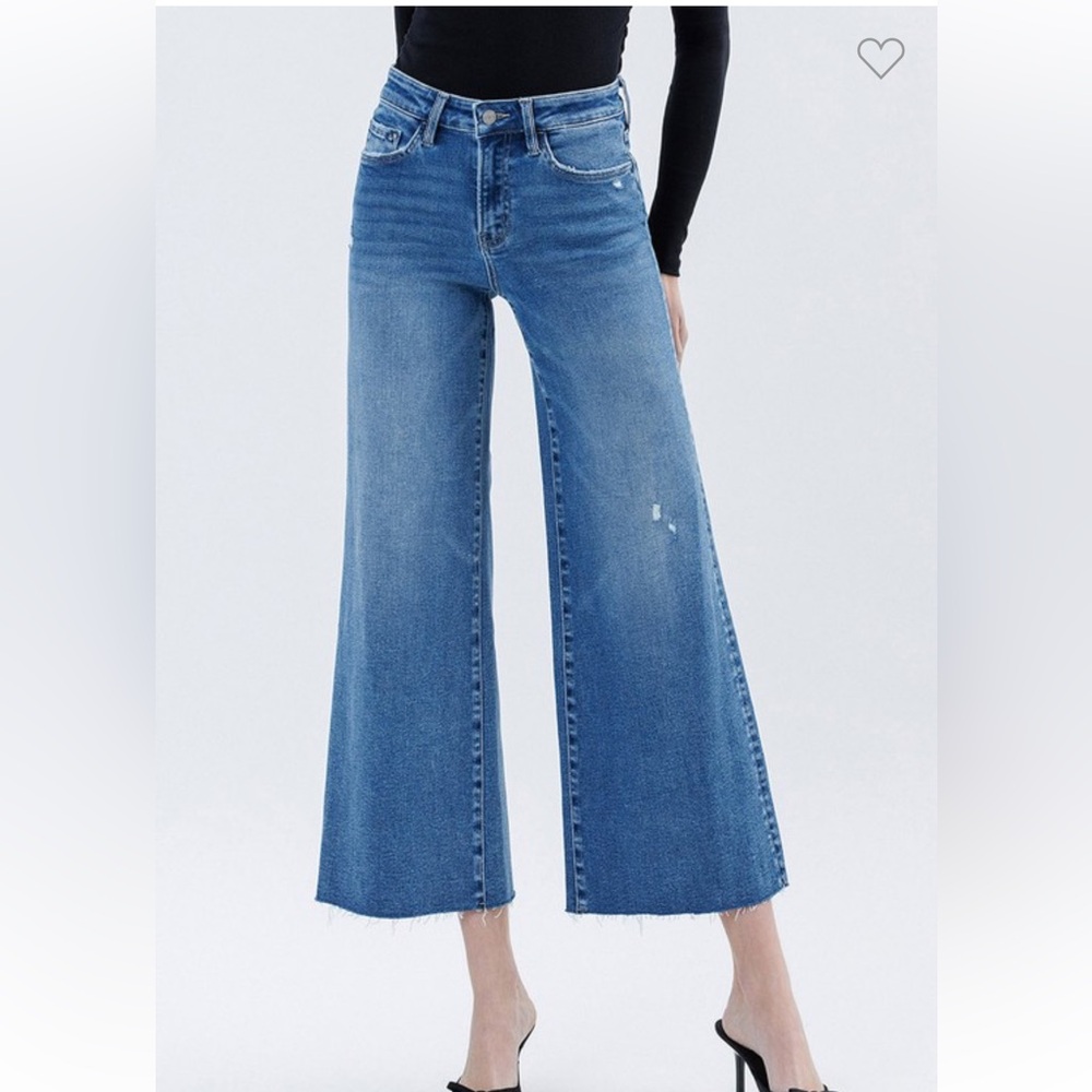 Wide Leg High-Rise Blue Denim Jeans